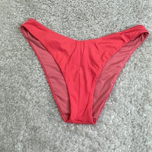 Victoria's Secret Brazilian Rib Bikini Bottom Coral Pink Womens Large - Picture 1 of 6